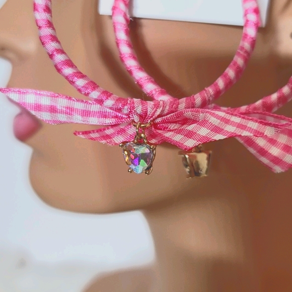 Betsey Johnson Pink Hoops Earrings - Picture 4 of 6